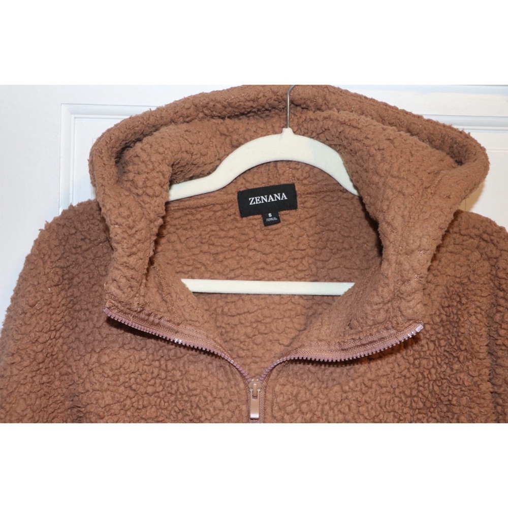 ZENANA Full Zip Sherpa Fleece Hoodie Sweater - Picture 4 of 7